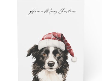 Border Collie Dog Christmas Cards- 10 Pack- Matte Finish- Blank Inside- Dog Greeting Card- Animal Christmas Card- Notecard