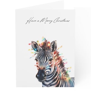 Biglietti di Natale Zebra, confezione da 10 - Collezione animali safari - Finitura opaca - Interno vuoto - Biglietto di Natale con animali - Biglietti di auguri