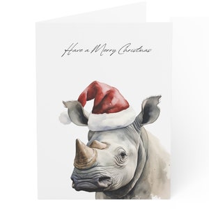 Biglietti di Natale con rinoceronte bianco, confezione da 10 - Collezione animali safari - Finitura opaca - Interno vuoto - Biglietto di Natale con animali - Biglietti di auguri