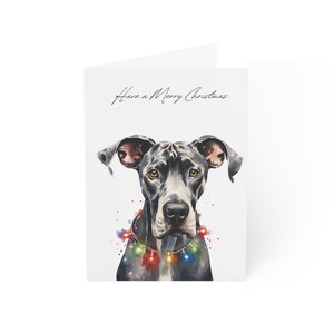 Deutsche Dogge Weihnachtskarten - 10er Pack - Matte Finish - Leere Innenseite - Hund Grußkarte - Tier Weihnachtskarte - Notecard