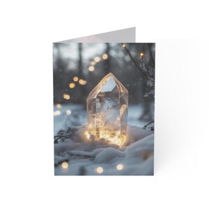 Vakantiewenskaart bergkristal - 5 x 7 aanpasbaar ontwerp - voor genezing, reiki, spirituele groei, vrede - kristallen kerstkaart 10 stuks