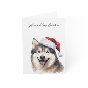 Alaskan malamute-hond kerstkaarten 10-pack-matte afwerking-blanco binnenkant-hond wenskaart-dier kerstkaart-notecard