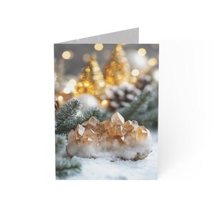 Citrien kerstkaart - 5 x 7 aanpasbaar ontwerp - voor vreugde, overvloed, positiviteit - kerstkaartpakket met reikikristallen