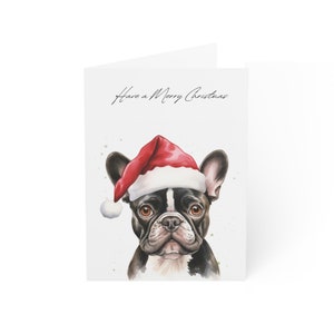 French BullDog Christmas Cards- 10 Pack- Matte Finish- Blank Inside- Dog Greeting Card- Animal Christmas Card- Notecard