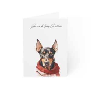 Dobermann-pinscher hond kerstkaarten-10 pack-matte afwerking-blanco binnenkant-hond wenskaart-dier kerstkaart-notecard