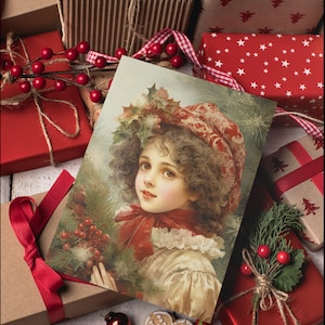 Vintage-inspirierte viktorianische Weihnachtskarten - 15 x 20 cm - Spielende Kinder - Schneeschlacht - 10 Kartenpackung