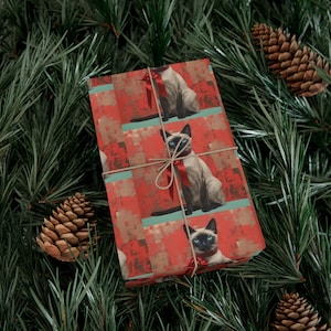 Cadeaupapier kerstpapier - Siamese kat - Kitty vakantie inpakpapier