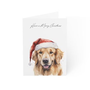 Golden Retriever Weihnachtskarten - 10er Pack - Matte Oberfläche - Leere Innenseite - Hund Grußkarte - Tier Weihnachtskarte - Hund Notecard