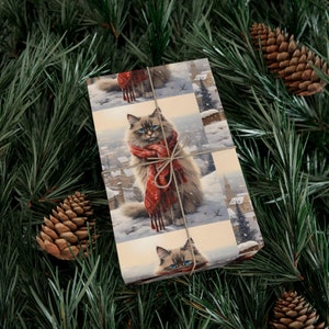 Ragdoll Cat in Snow Gift Wrap Papers- Christmas Kitty Holiday Wrapping Paper