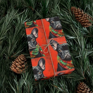 Gift Wrap Christmas Papers – French Bulldog Wrapping Paper – Black, Fawn, Blue, Lilac, Merle & More – Dog Lover Holiday Frenchie