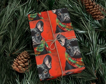 Gift Wrap Christmas Papers – French Bulldog Wrapping Paper – Black, Fawn, Blue, Lilac, Merle & More – Dog Lover Holiday Frenchie