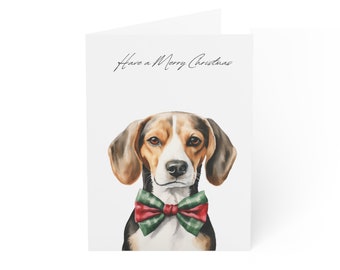 Beagle Dog Christmas Cards- 10 Pack- Matte Finish- Blank Inside- Dog Greeting Card- Animal Christmas Card- Notecard