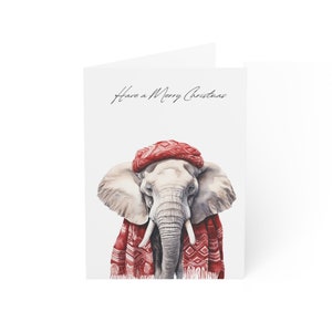 Biglietti di Natale con elefante africano, confezione da 10 - Collezione animali safari - Finitura opaca - Interno vuoto - Biglietto di Natale con animali - Biglietti di auguri