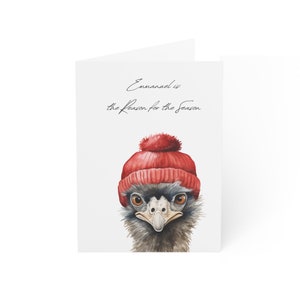 Emu Emmanuel Weihnachtskarten, 10er-Pack - Animals Kollektion - Mattes Finish - Leere Innenseite - Vogel-Weihnachtskarte - Notecards