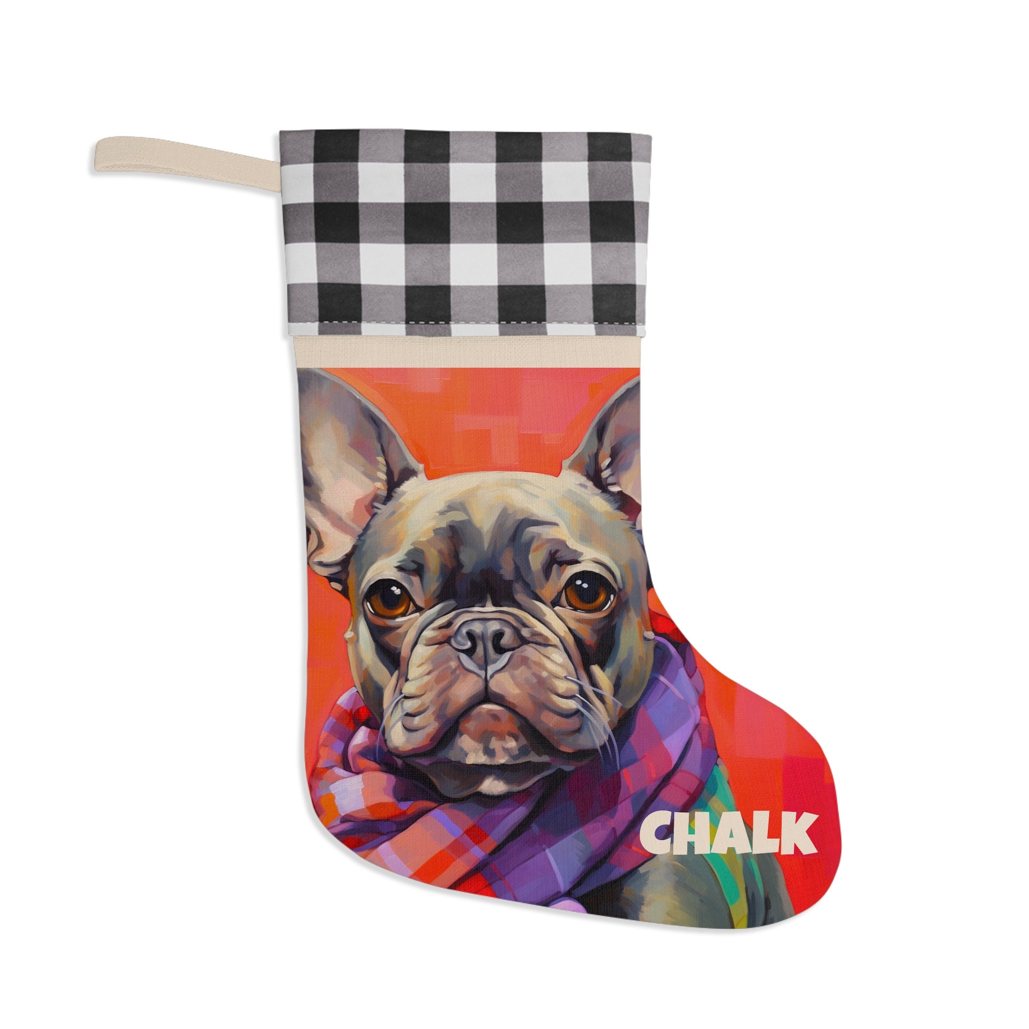 Personalized Merle French Bulldog Stocking Pet Fur Baby Dog Lover