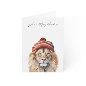Cartões de Natal de Leão Africano, 10 Pacotes - Coleção de Animais Safari - Acabamento Fosco - Interior em Branco - Cartão de Natal de Animais - Cartões de Notas