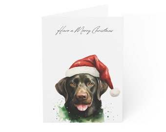 Labrador Retriever Christmas Cards- 10 Pack- Matte Finish- Blank Inside- Dog Greeting Card- Animal Christmas Card- Chocolate Lab Notecard