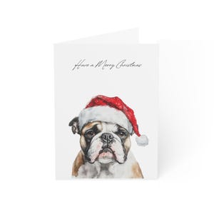 Engelse BullDog-kerstkaarten - 10 stuks - matte afwerking - blanco binnenkant - hondenwenskaart - dierenkerstkaart - notitiekaart