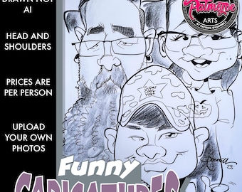 CARICATURA EN TINTA NEGRA (Estilo Parque de Diversiones)