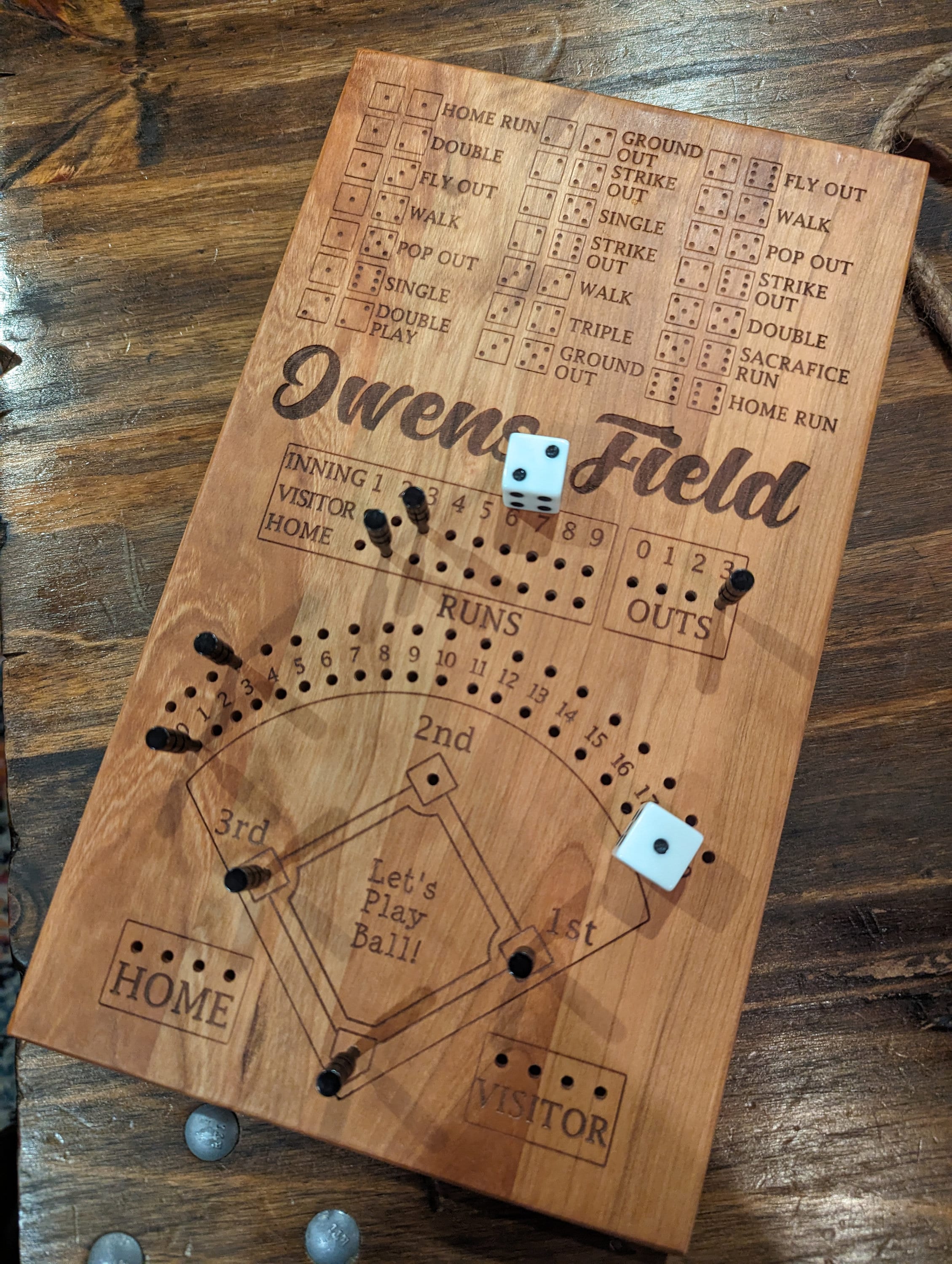 custom-baseball-dice-board-game-personalized-wood-family-fun-game-etsy