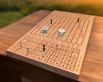 Juego de mesa de dados de carreras de caballos personalizado: madera, divertido y familiar.