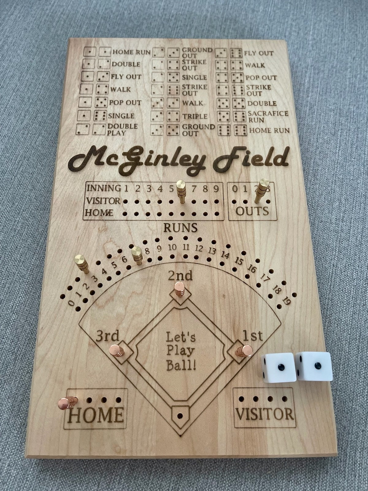 custom-baseball-dice-board-game-personalized-wood-family-fun-game-etsy