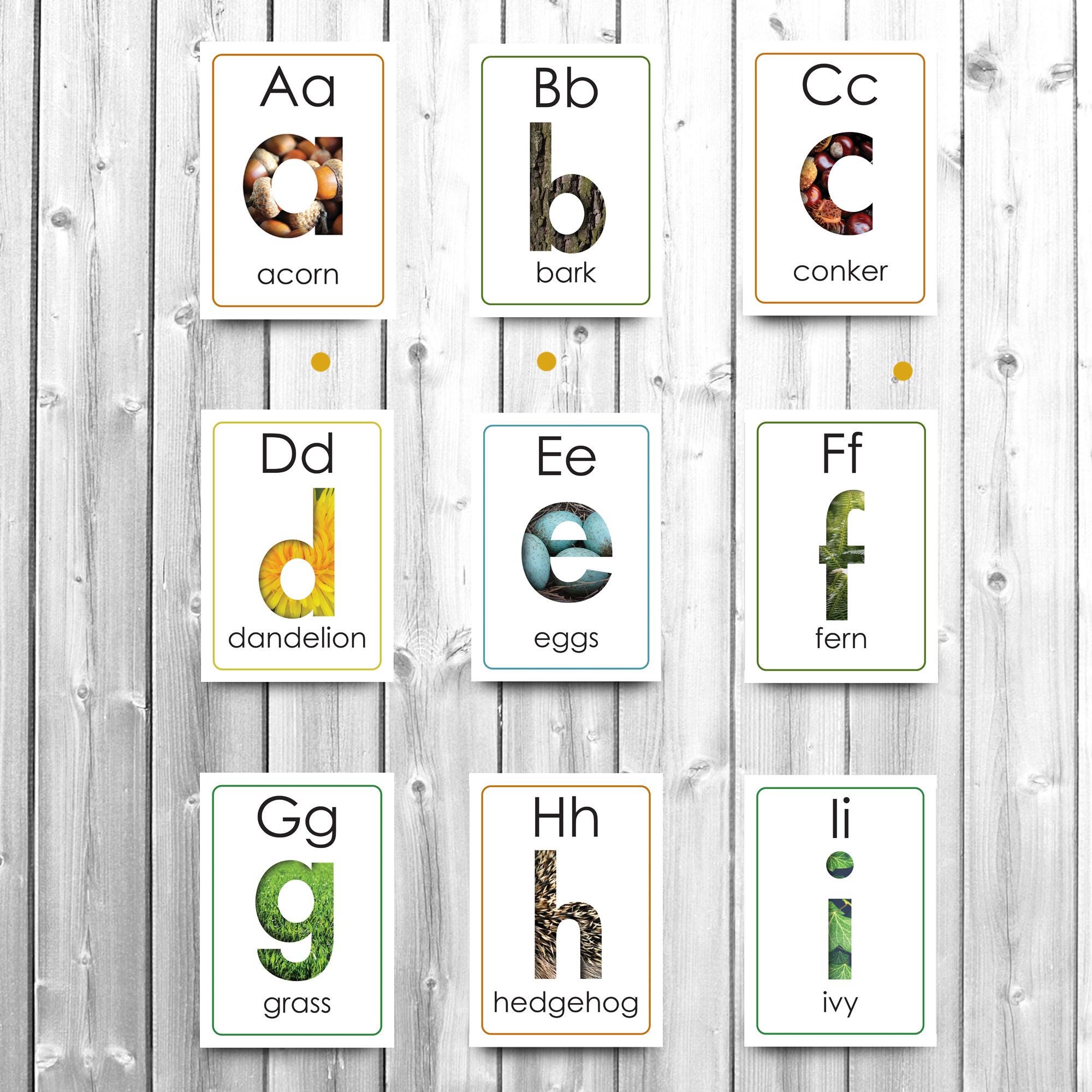Nature Alphabet Lowercase Abc Flashcards and Poster for Preschool ...