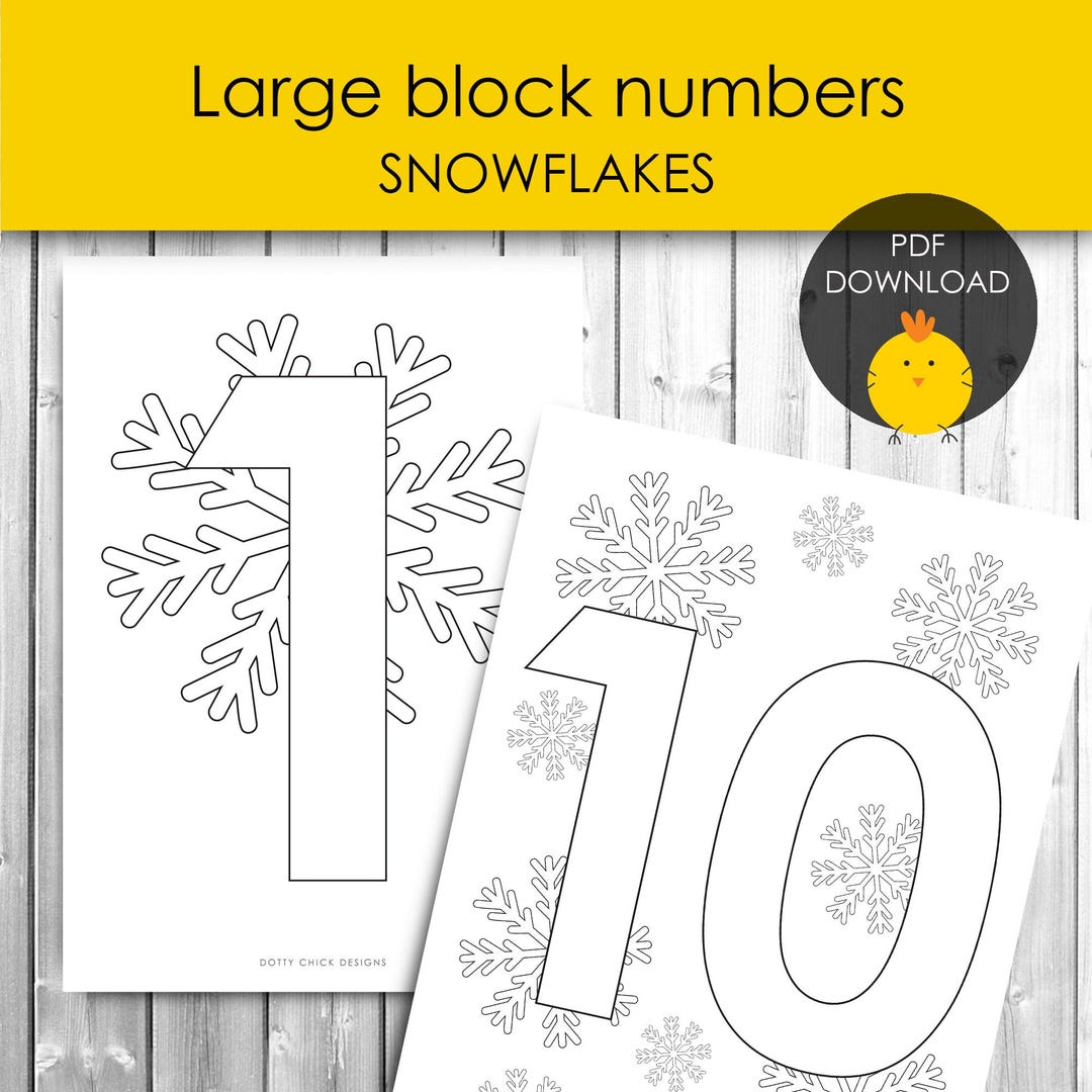 Snowflake Large Block Numbers Colouring Craft for Preschool Math - Etsy