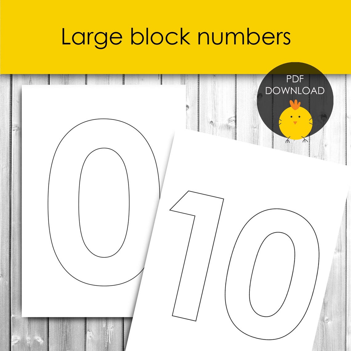 Large Block Numbers 0-10 Printable for Number Practice and Colouring ...