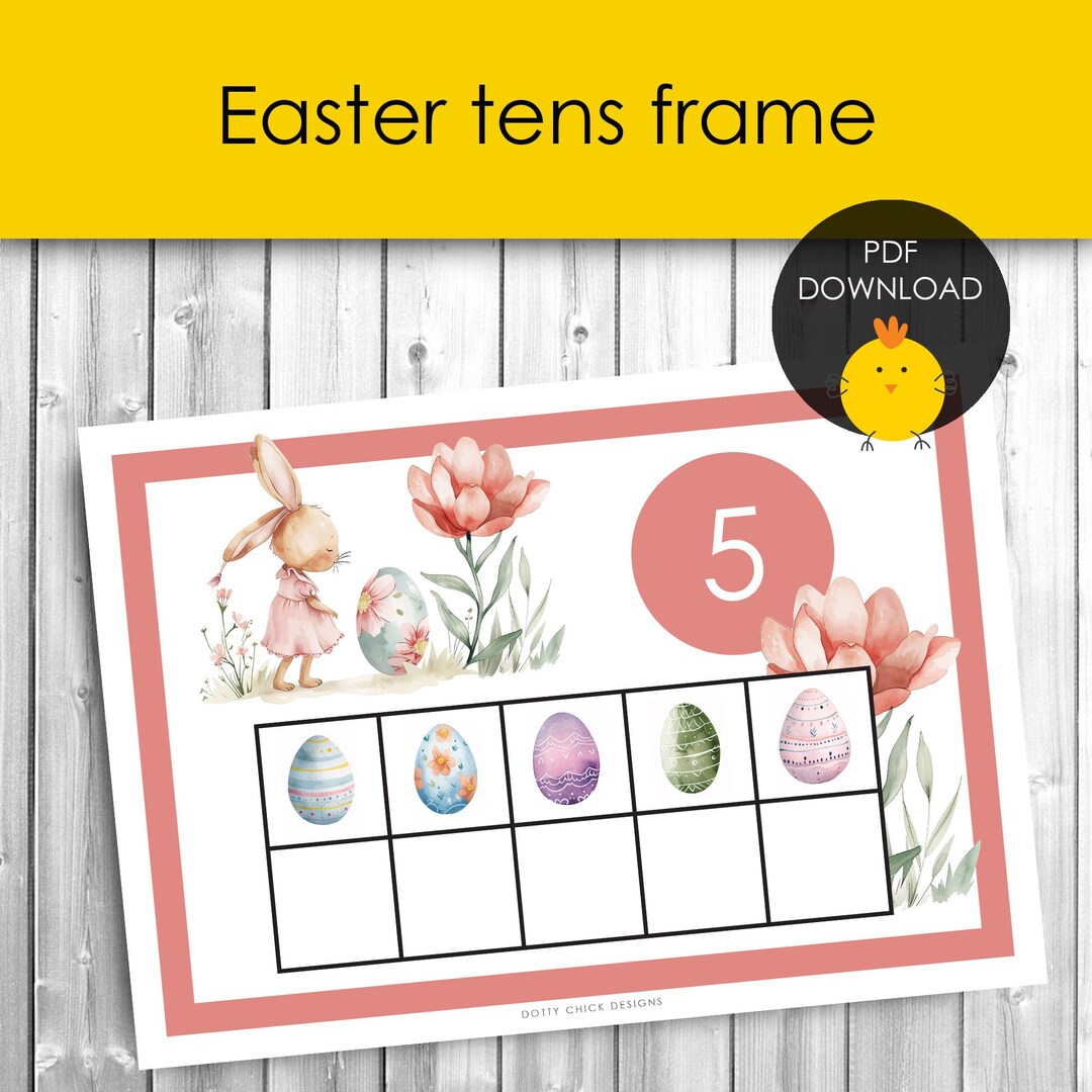 Easter Bunny Tens Frame Number Counting Activity for Preschool Math and ...