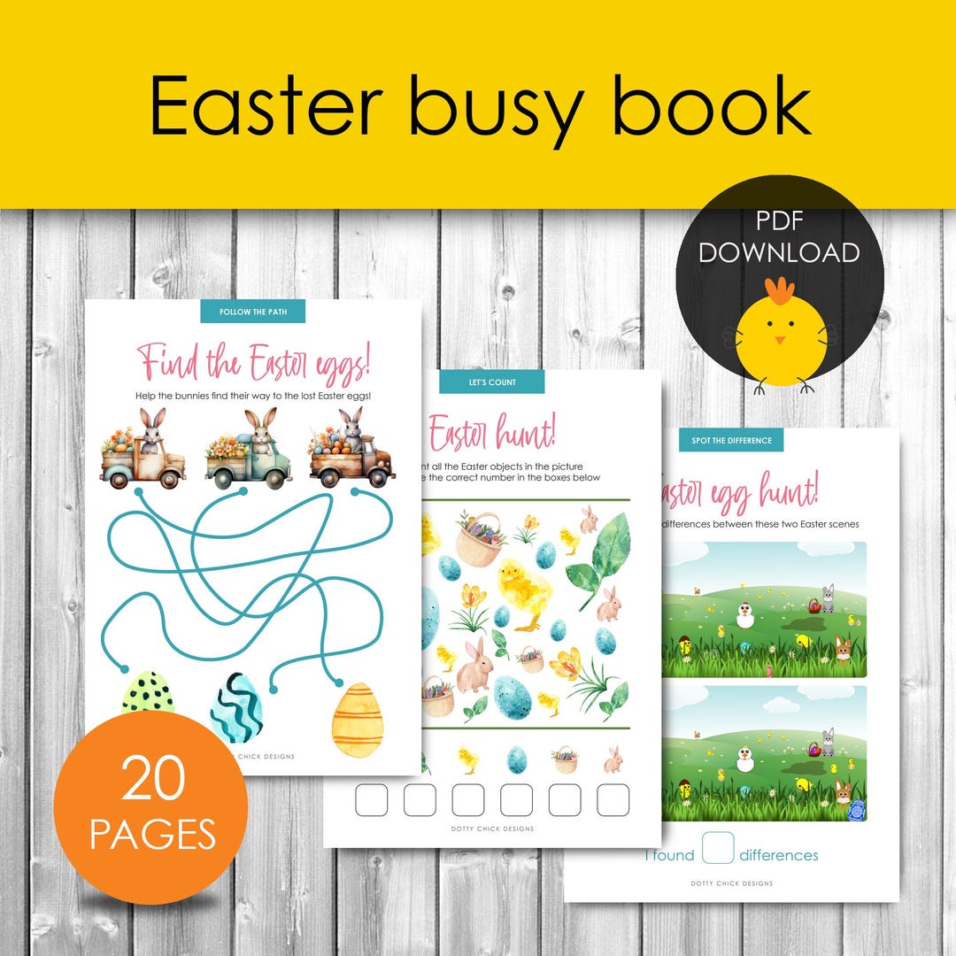Easter Busy Book Activity With Art, Craft, Math and Puzzles Worksheets ...