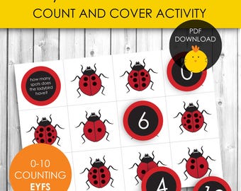Ladybird Count & Cover Number Game, Early Years Maths Activity 0–10
