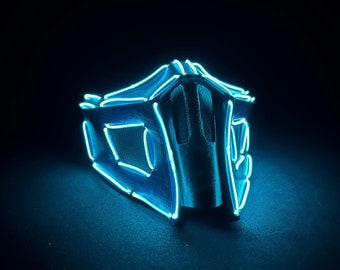 Blue Ninja Light-Up Mask - Rave Mask - Ninja Mask - Fighter Mask - Party Mask - Edm Party Mask - Dj Mask