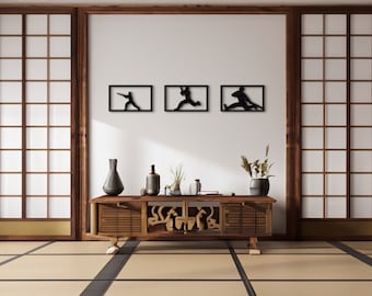 Martial art decor, ninja room decor, retro ninja decor, minimalist ninja decor