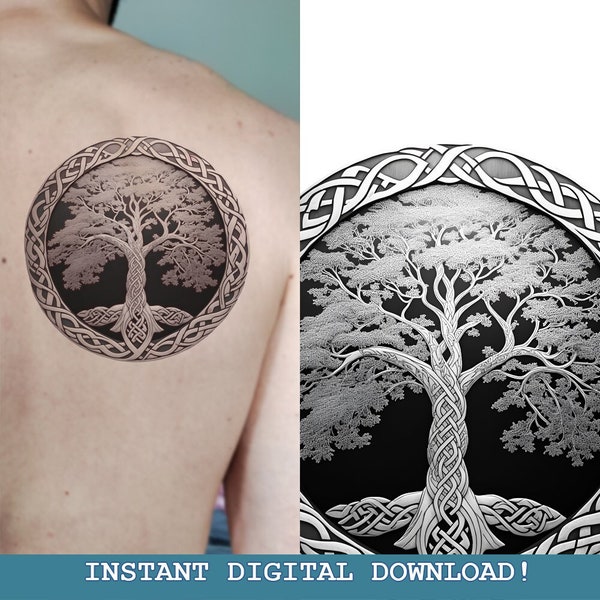 Yggdrasil World Tree Tattoo Design Instant Digital l Download | Norse Mythology | Scandinavic