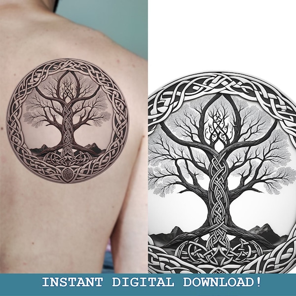 Yggdrasil Tree Of Life Tattoo Design Instant Digital l Download | Norse Mythology | Scandinavic