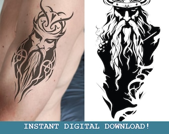 Odin Set von 2 Tattoo Designs Sofortiger digitaler Download | Nordische Mythologie | Skandinavisch | Wikinger