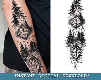 Norse Forest Tattoo Design Instant Digital l Download | Norse Mythology | Scandinavic | Vikings