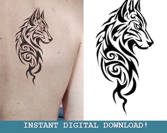 Fenrir Odin&#39;s Wolf Tattoo Design Instant Digital l Download | Norse Mythology | Scandinavic