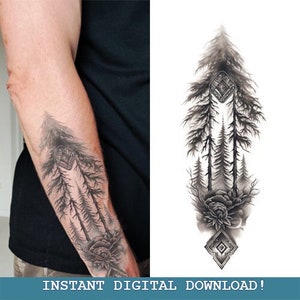 Norse Forest Tattoo Design Instant Digital l Download | Norse Mythology | Scandinavic | Vikings