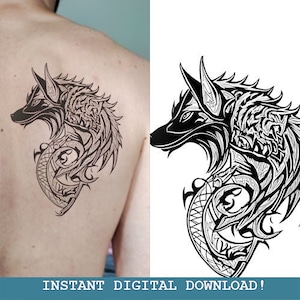 Fenrir Odin&#39;s Wolf Tattoo Design Instant Digital l Download | Norse Mythology | Scandinavic