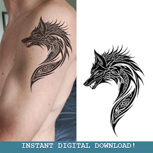 Fenrir Wolf Tribal Tattoo Design Instant Digital l Download | Norse Mythology | Scandinavic