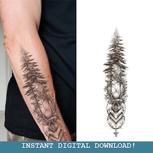Norse Forest Tattoo Design Instant Digital l Download | Norse Mythology | Scandinavic | Vikings