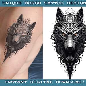 Set Of 10 Fenrir Odin&#39;s Wolf Tattoo Design Instant Digital Download | Norse Mythology | Scandinavic | Vikings