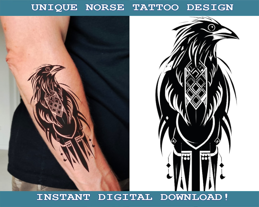 Zwarte Raven Tattoo Design Instant Digitale Download | Transparante  achtergrond | Noorse mythologie | Scandinavisch | Vikingen - Etsy België, image size:1080x864
