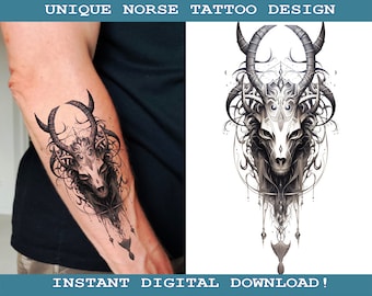 Norse Faces Set Of 4 Tattoo Design Instant Digital Download | Transparent Background | Norse Mythology | Scandinavic | Vikings