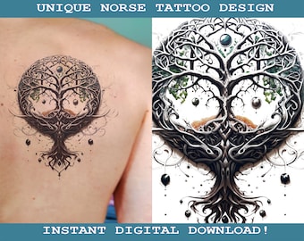 Yggdrasil Tattoo Design Sofortiger digitaler Download | Transparenter Hintergrund | Nordische Mythologie | Skandinavisch | Wikinger