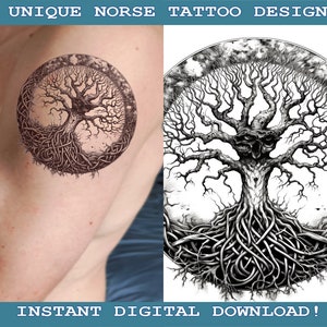 Yggdrasil Tattoo Design Instant Digital Download | Transparent Background | Norse Mythology | Scandinavic | Vikings