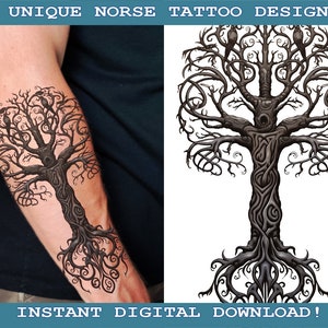 Yggdrasil Set Of 3 Tattoo Designs Instant Digital Download | Transparent Background | Norse Mythology | Scandinavic | Vikings