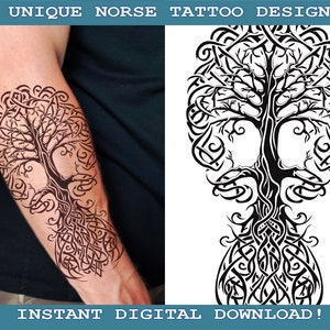 Yggdrasil Tattoo Design Instant Digital Download | Transparent Background | Norse Mythology | Scandinavic | Vikings